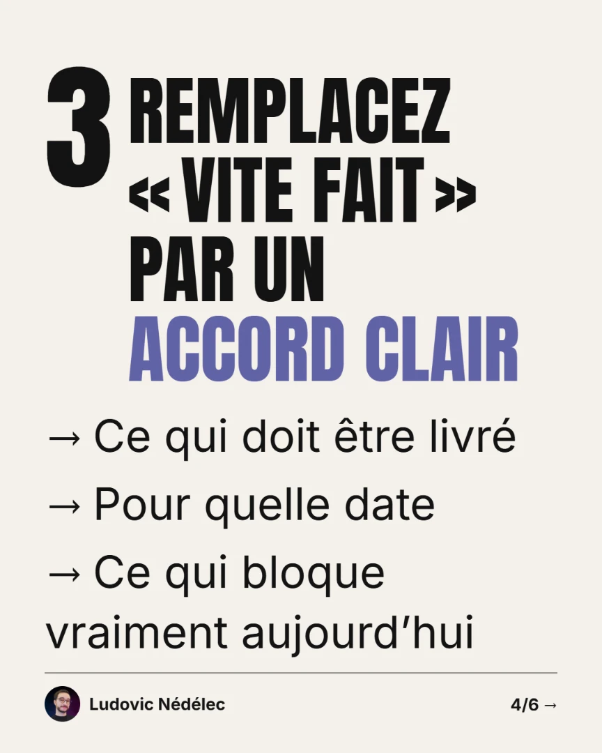 Page 4 : Remplacez « vite fait » par un accord clair.